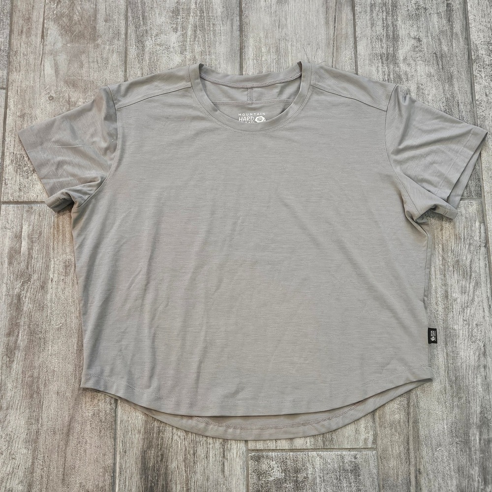 Mountain Hardwear T-Shirt Womens L Grey Short Sleeve Crew Neck Active Hiking Top